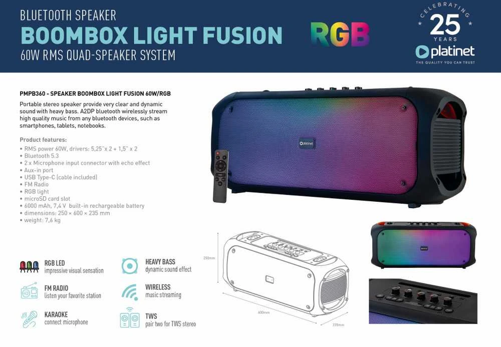 Platinet belaidis garsiakalbis Boombox Light Fusion 60W (45950)