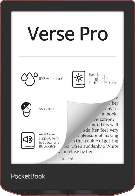 Elektroninė skaityklė Pocketbook Verse Pro 6" 16GB Passion Red (PB634-3-WW-B), Raudona