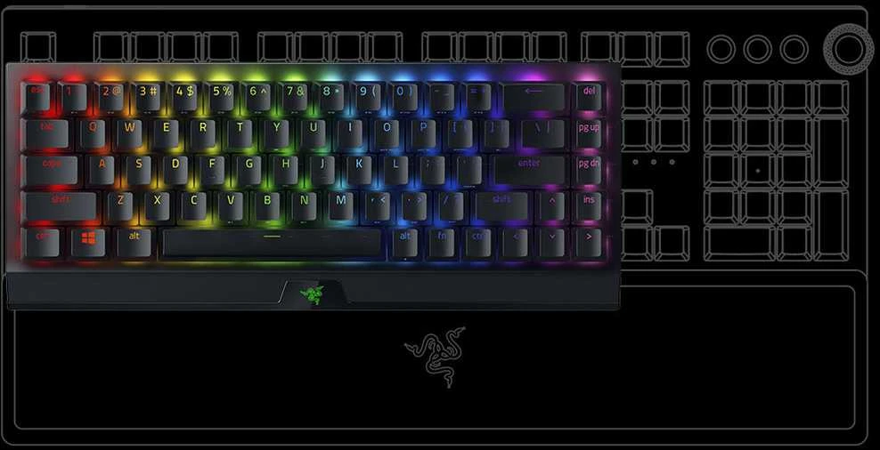 Belaidė 65% Klaviatūra Razer BlackWidow V3 Mini HyperSpeed su Razer Chroma RGB, Yellow Switch, US išdėstymas