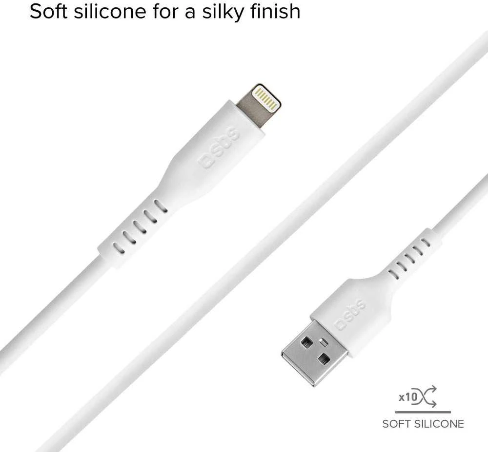 SBS TECABLEUSBIP589W USB-A – Lightning kabelis – baltos spalvos