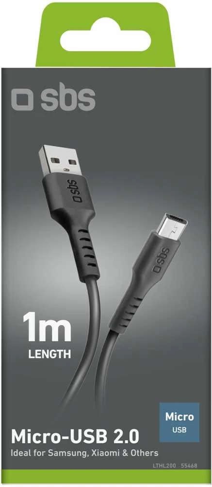 SBS LTHL200 USB-A – Micro-USB kabelis 1m – juodos spalvos