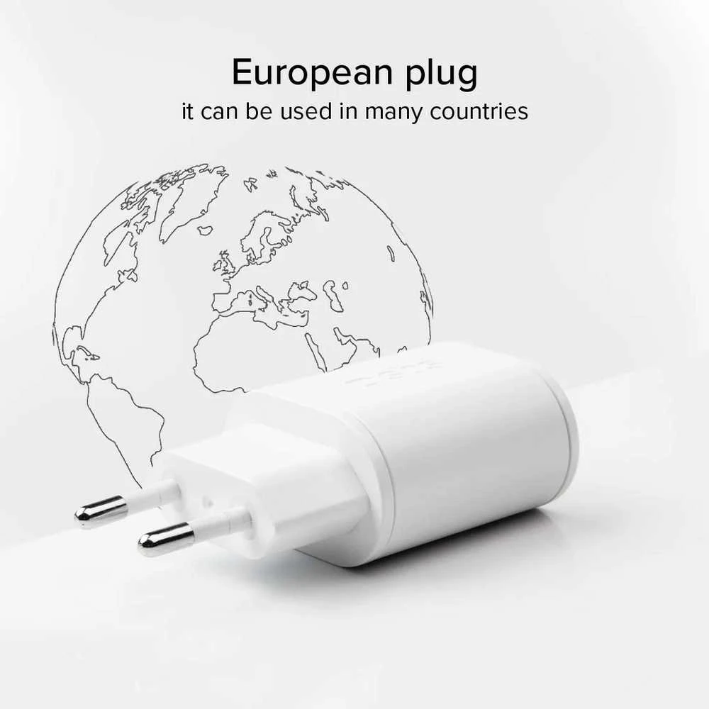 SBS TETRPD20W 20W USB-A USB-C sieninis įkroviklis su maitinimo tiekimu – baltas