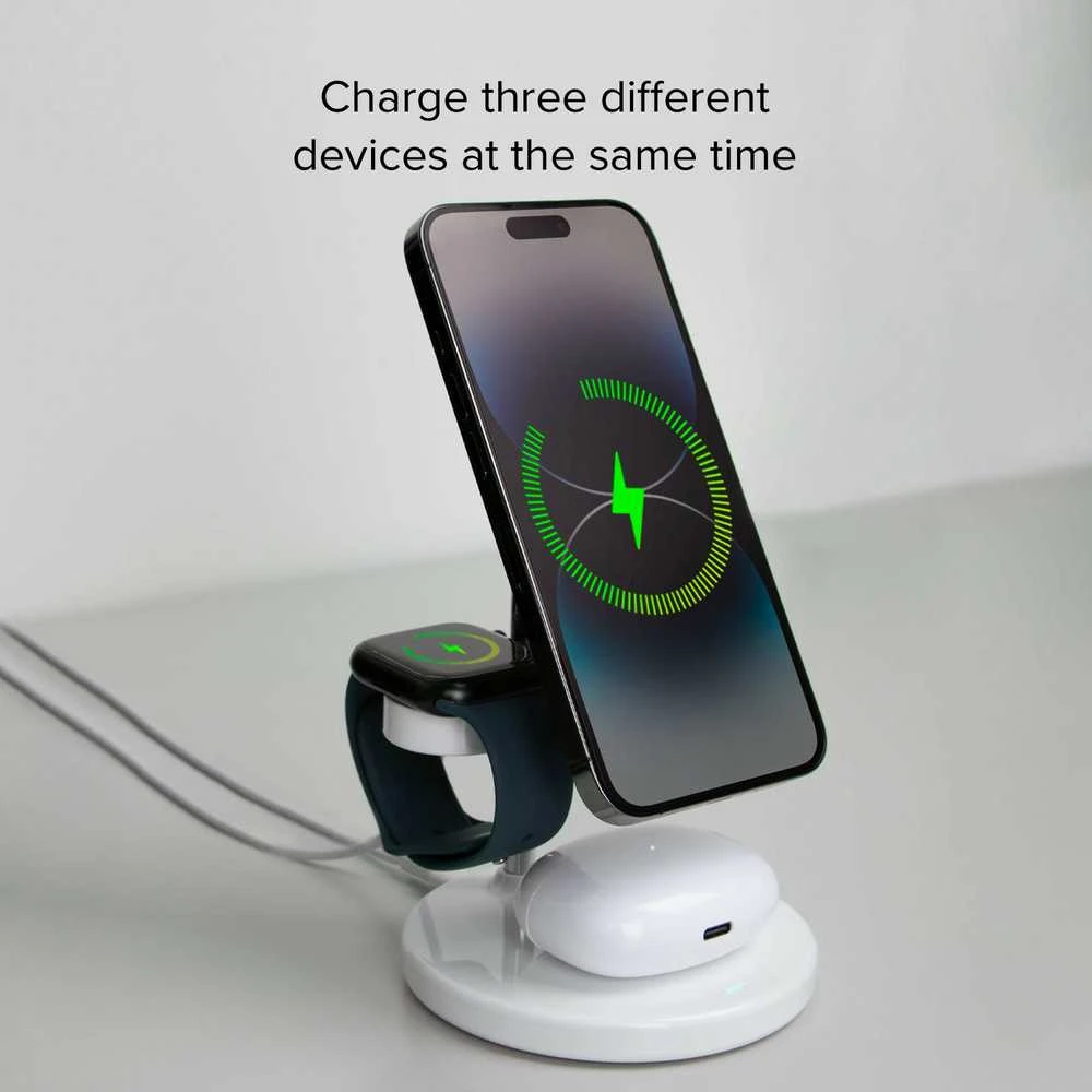SBS įkrovimo stotelė MagSafe 15W 3in1, balta