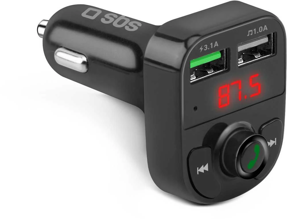 SBS FM siųstuvas/automobilinis įkroviklis 2xUSB 15W