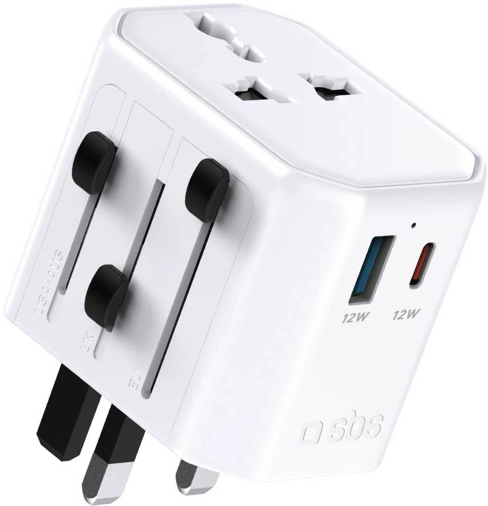 SBS TEADAPTUSBTCUNI USB-C USB-A universalus kelioninis adapteris - Baltos