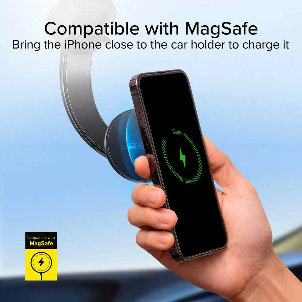 Telefono lakiklis su belaidžiu įkrovimu SBS TESUPPMAG15W2115W compatible with MagSafe - juodas