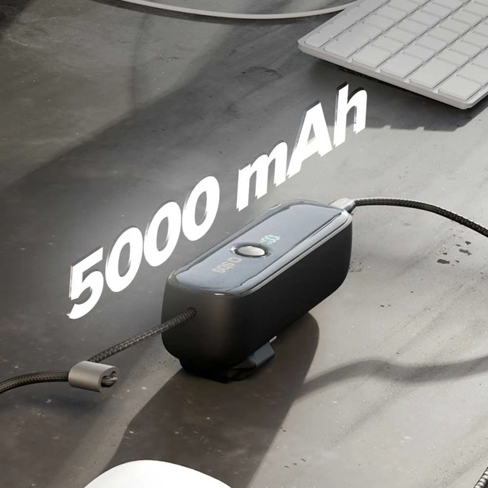 SBS Hybrid PD 20W 5000mAh išorinė baterija su įmontuotu laidu ir sulankstomu kištuku - Juodas