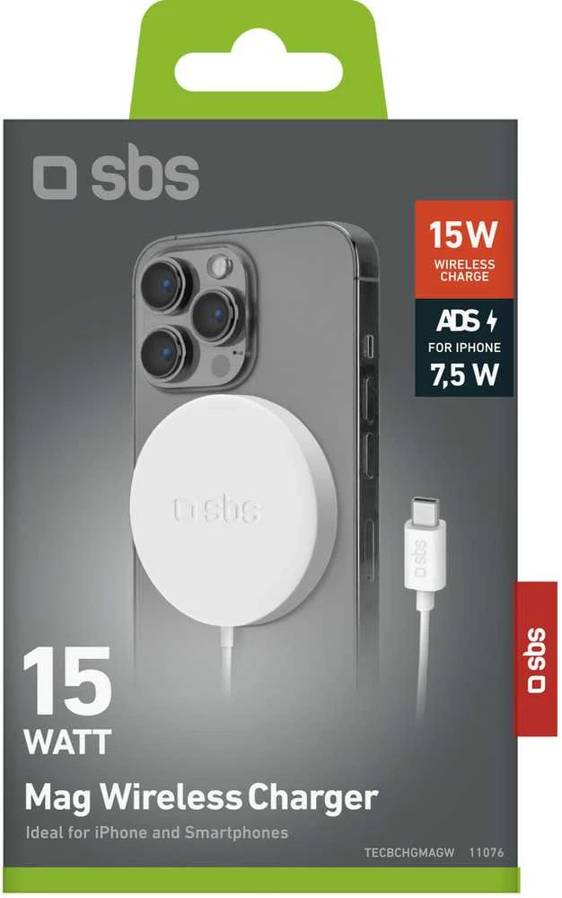 SBS belaidis įkroviklis „Magsafe 15W“, baltas