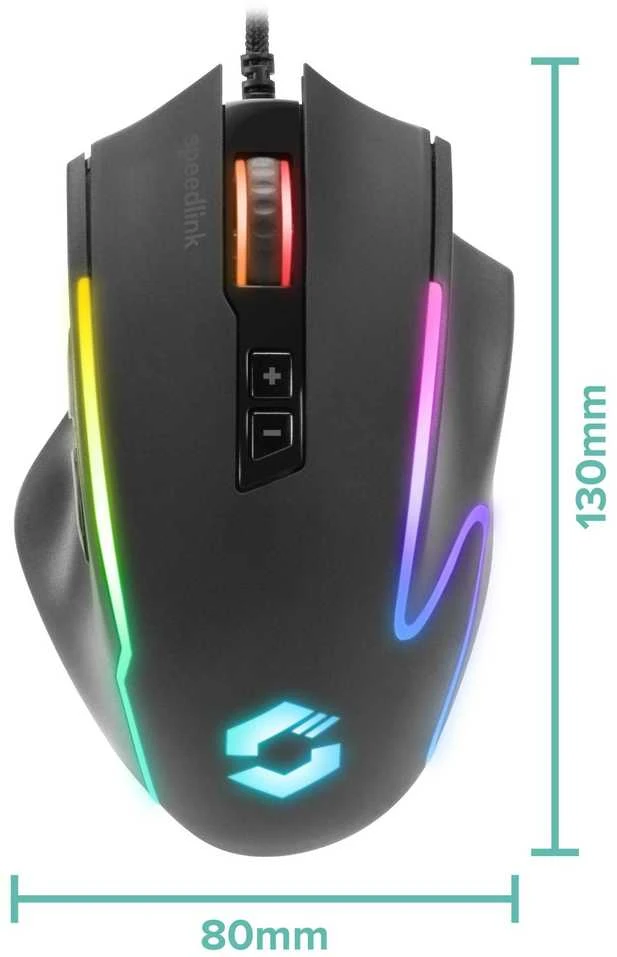 „Speedlink“ – „DECUS NX RGB“ žaidimų pelė, juodos spalvos