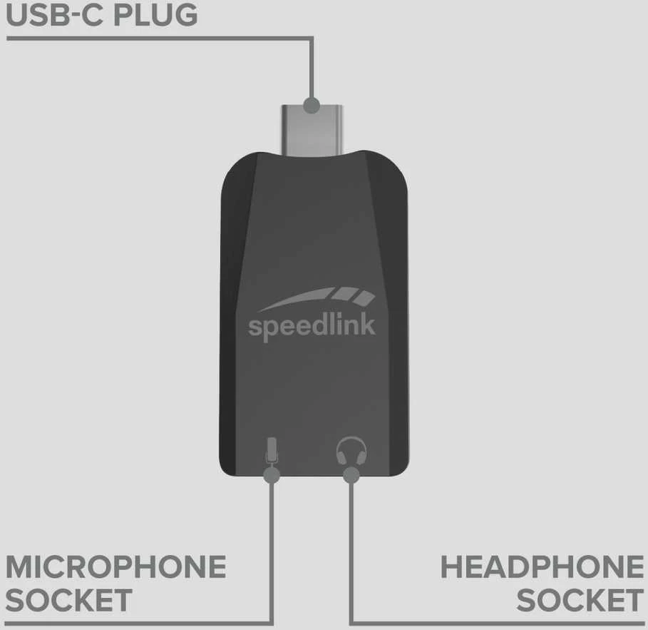 Speedlink VIGO USB-C garso plokštė – jungčių schema