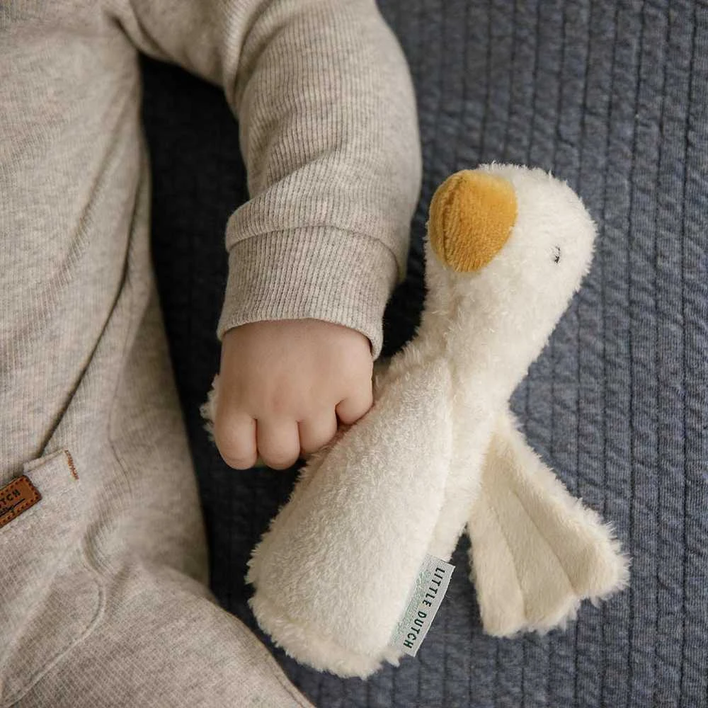 Little Dutch žąsiukas vaiko rankoje
