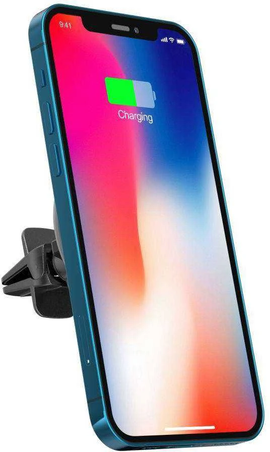 MagSafe Automobilinis laikiklis su 15W belaidžiu įkrovimu ventiliacijos grotelėms Tech-Protect A2 juodos spalvos