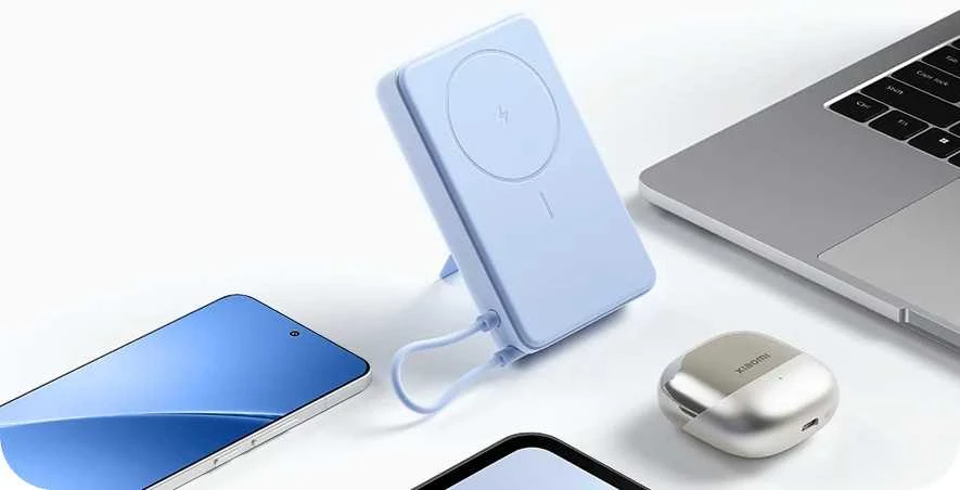 „Xiaomi“ magnetinė išorinė baterija 10000 su įmontuota | 10000 mAh | Pilka