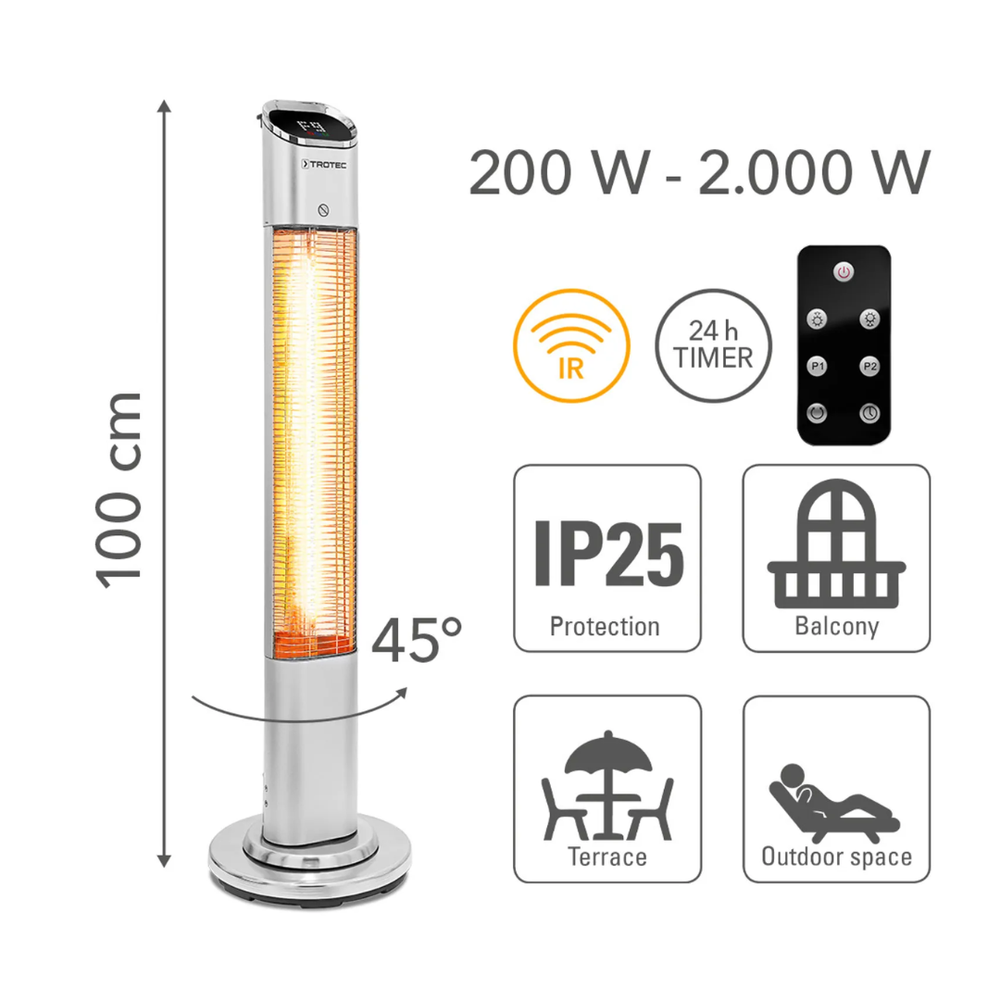 Trotec IRS 2050 E 2000W anglies pluošto infraraudonųjų spindulių šildytuvas