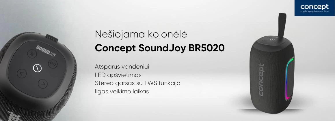 Belaidis garsiakalbis – nešiojama kolonėlė Concept SoundJoy BR5020 aprašymas - Prekės nuotrauka