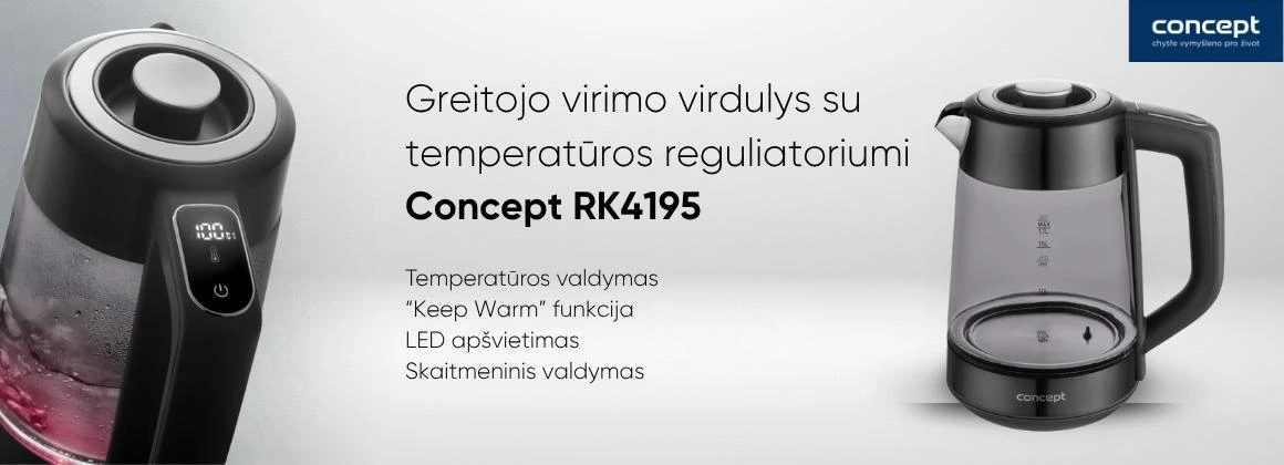 Concept Greitojo virimo virdulys su temperatūros reguliatoriumi Contept RK4195, 1,7 l aprašymas - Prekės nuotrauka