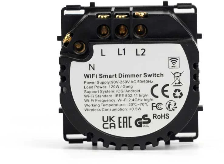 Dvipolis WiFi sensorinis jungiklis dimeris (trailing edge) Feelspot, 120W (LED)