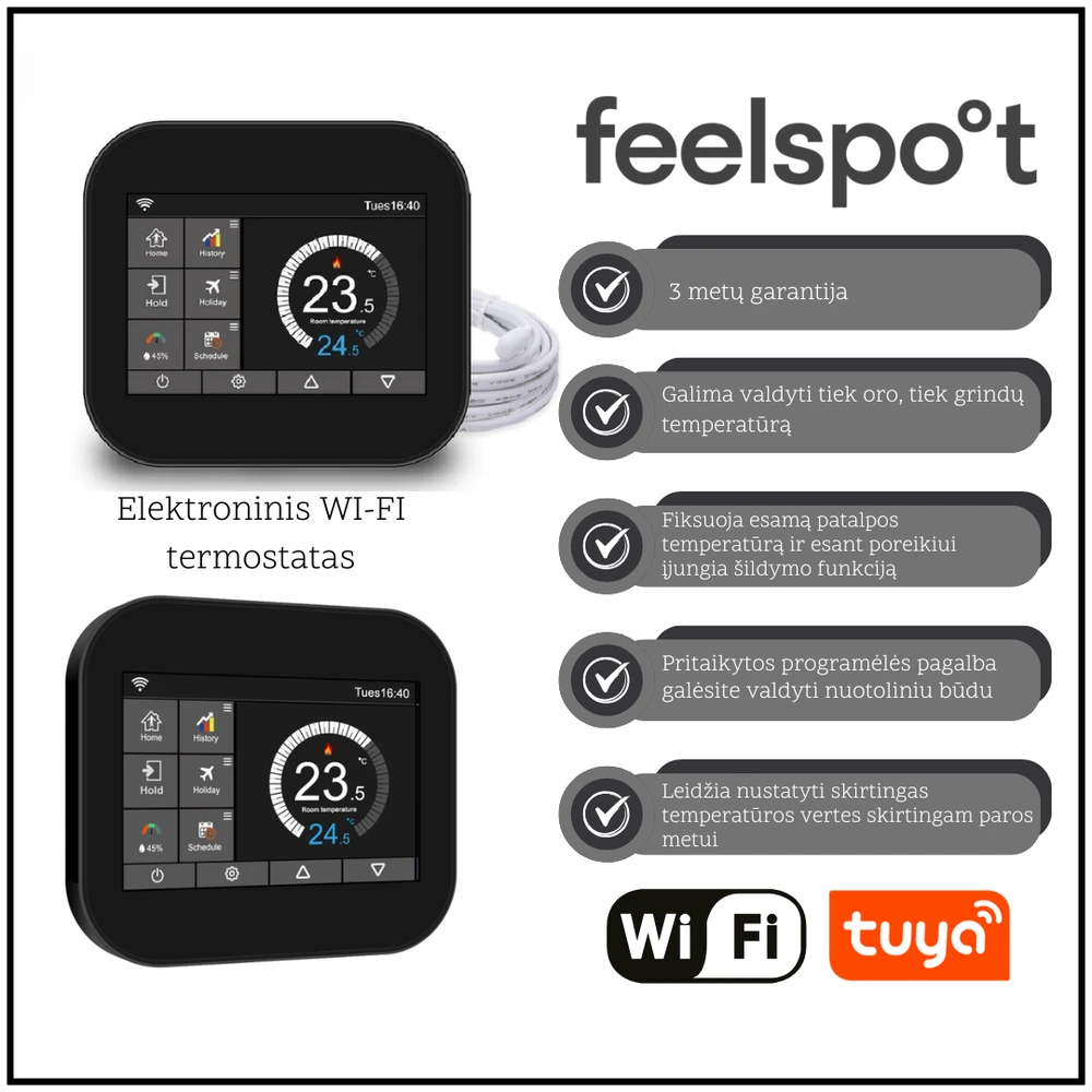 Feelspot WTH07.36WIFI termoreguliatorius sp juoda