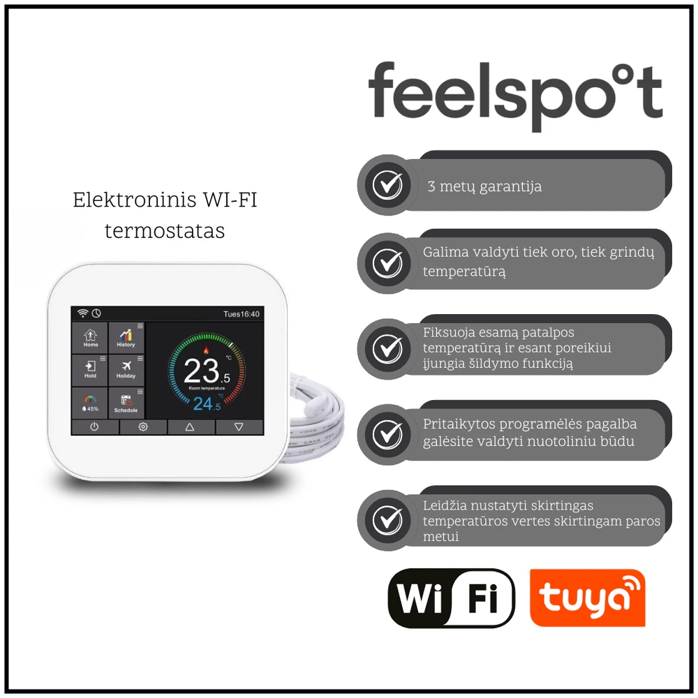 Feelspot WTH07.36WIFI termoreguliatorius sp balta