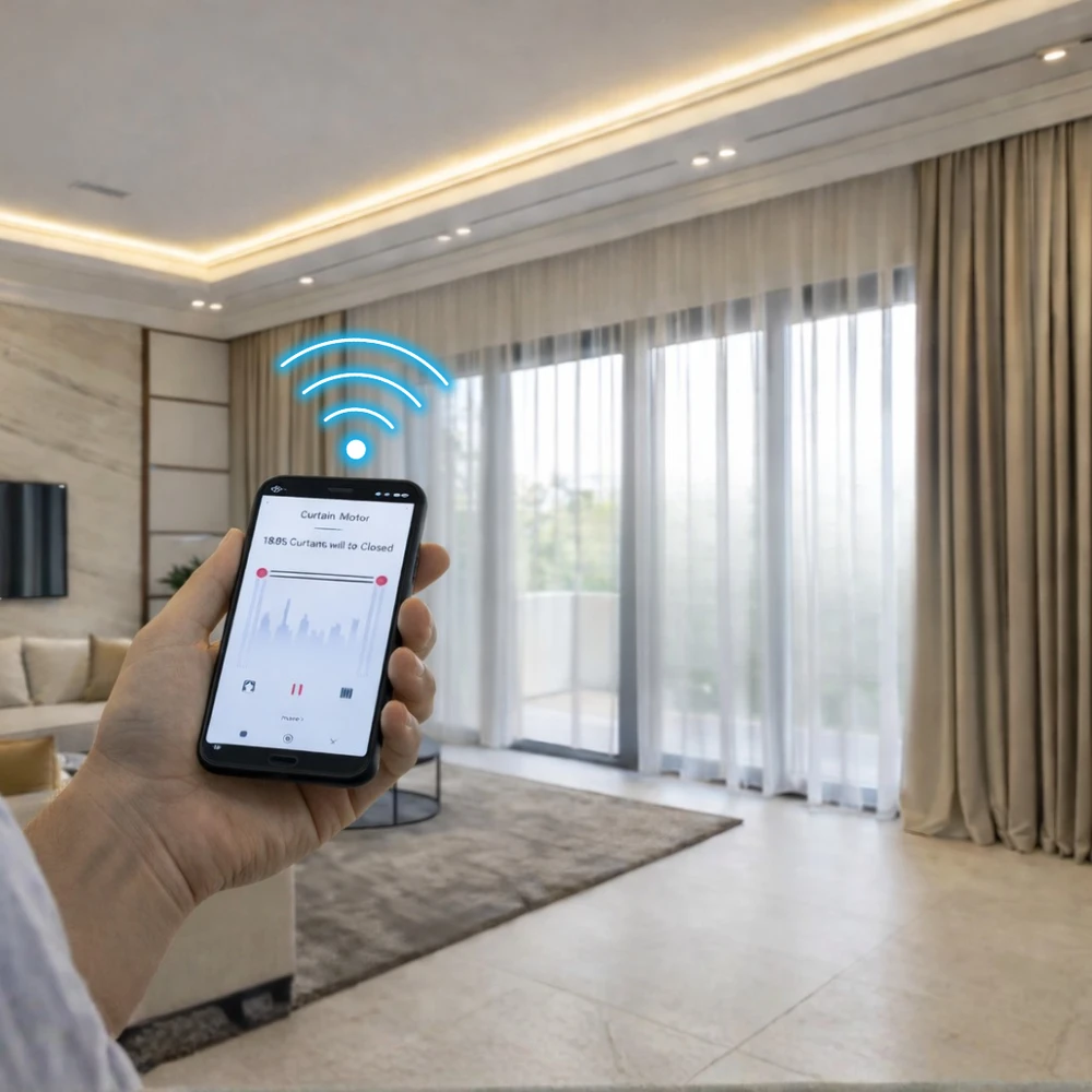 Išmanusis užuolaidų valdymo karnizas (karnizas 5m) Feelspot FS-CM05W WiFi, Tuya