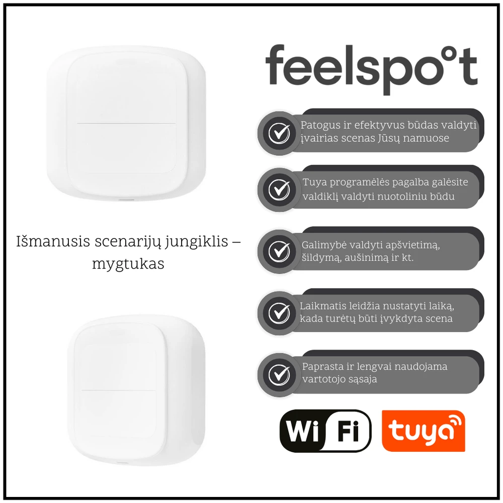 Išmanusis scenų valdiklis Feelspot FS-WSW01W Wi-Fi, Tuya