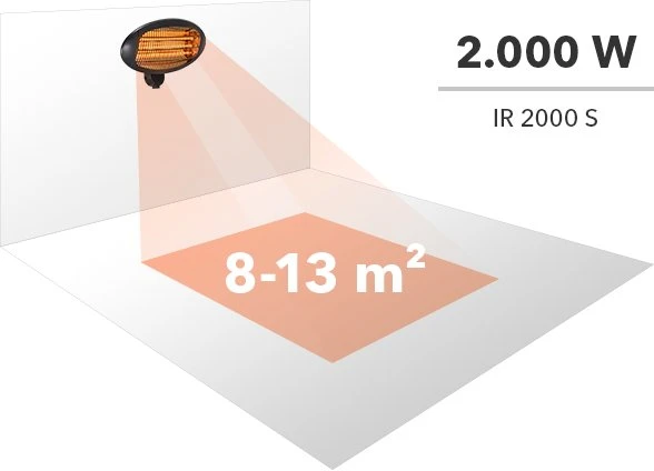 Kvarcinis infraraudonųjų spindulių šildytuvas Trotec IR 2000 S 06-00375