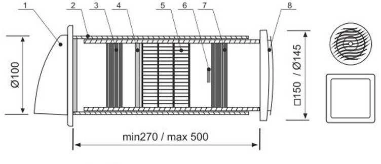 Mmotors Jsc Mini rekuperatorius su šilumokaičiu Eco-Fresh01 (LUX)