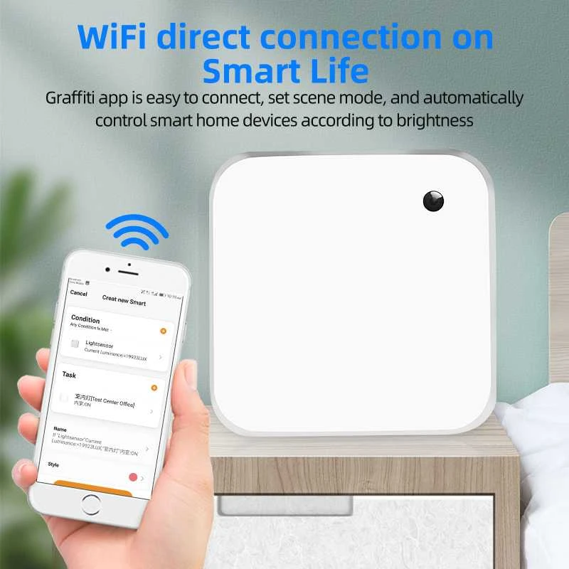 Vandeniui atsparus lauko šviesos ryškumo jutiklis su WIFI Feelspot FS-LBS02W 0-30000 LUX, Tuya