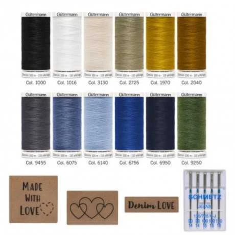 Gutermann siuvimo siūlų rinkinys džinsui metalinėje dėžutėje 799782