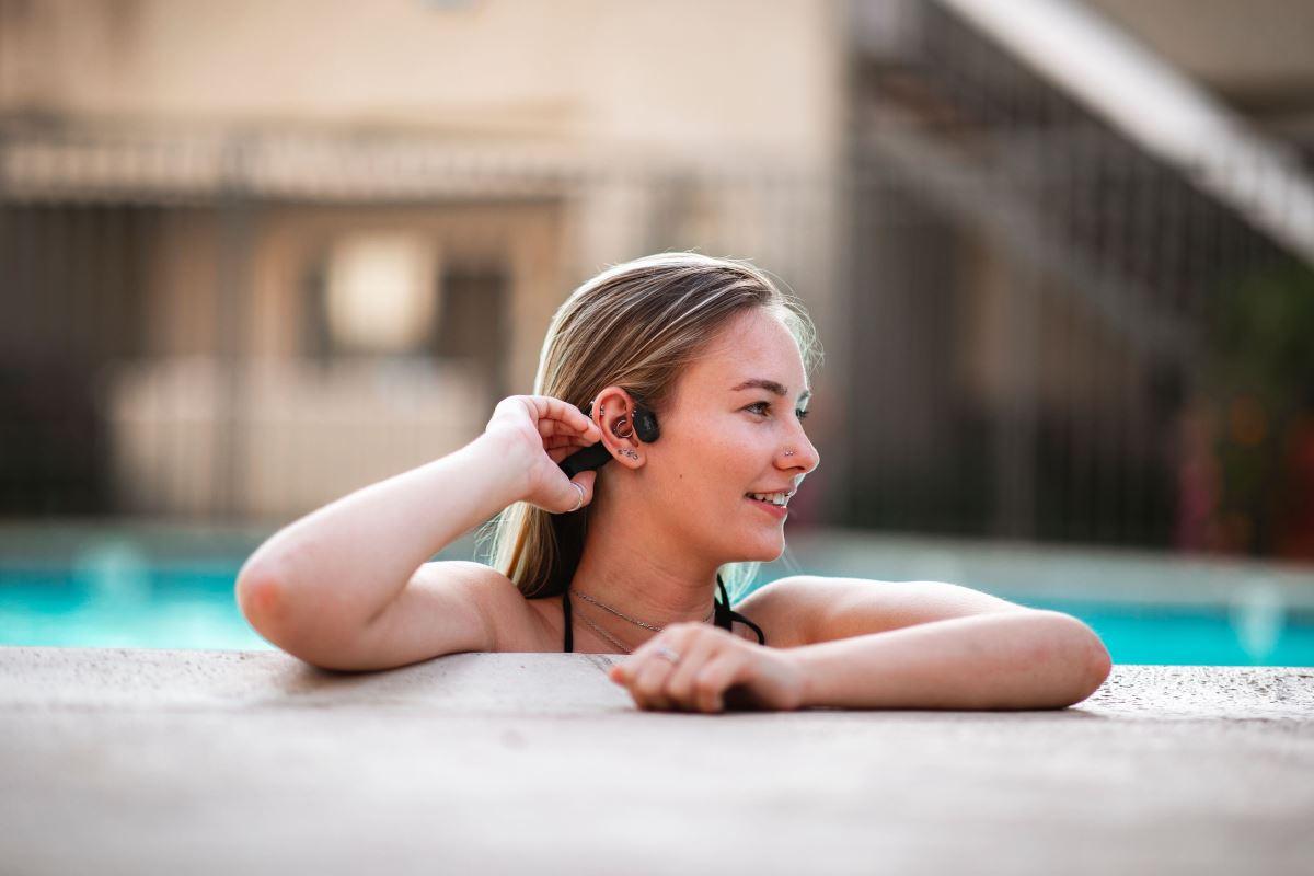 Belaidės ausinės plaukimui Shokz Open Swim, Mėlynos