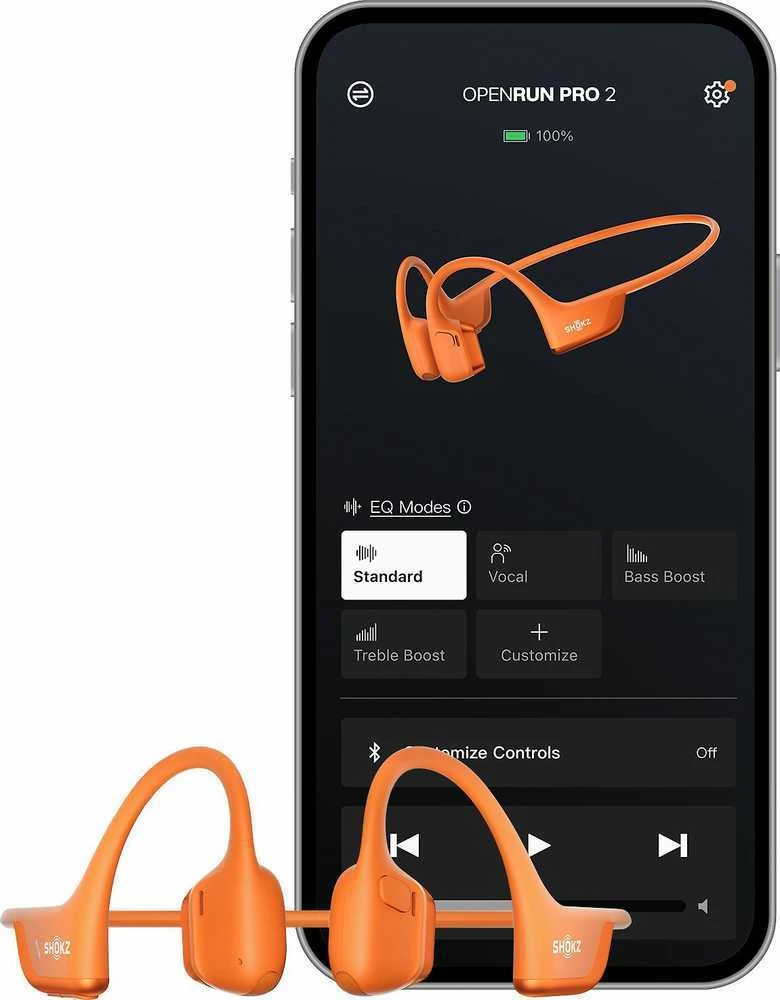 Shokz OpenRun Pro2 ausūnės su mobiliosios programėlės sąsaja
