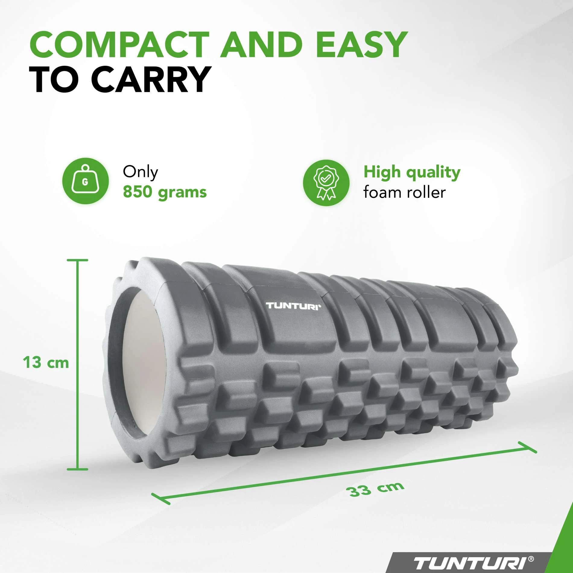Masažinis Volas Tunturi Yoga Grid Foam Roller, 33 cm (Spalva: Pilka) aprašymas - Prekės nuotrauka