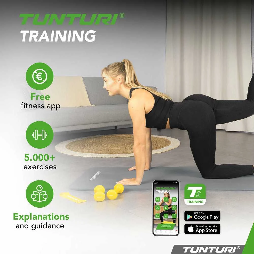 Fitneso kilimėlis Tunturi Fitnessmat NBR 15 mm, pilkos spalvos