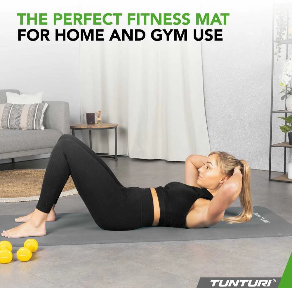 Fitneso kilimėlis Tunturi Fitnessmat NBR 15 mm, pilkos spalvos aprašymas - Prekės nuotrauka