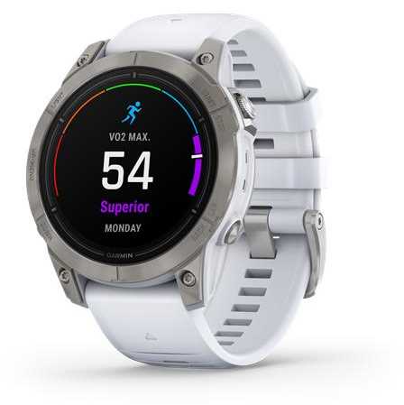 Išmanusis laikrodis Garmin epix™ Pro (Gen 2) – Sapphire Edition, 47 mm, Titano spalvos korpusas su baltos spalvos dirželiu