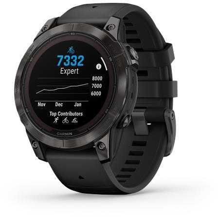 Išmanusis laikrodis Garmin fēnix® 7 Pro – Sapphire Solar Edition Pilkos anglies spalvos DLC titanas, su juodu dirželiu