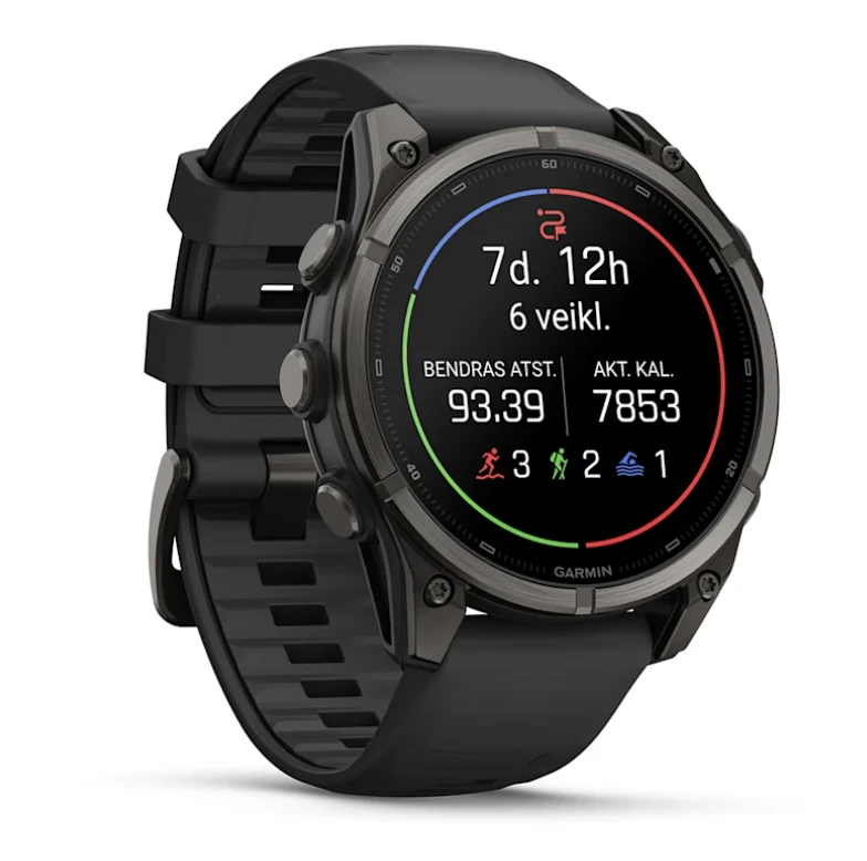 Išmanusis laikrodis Garmin fēnix® 9 – 47mm, Tamsiai pilkas, DLC titanas, su juodu silikoniniu dirželiu | 010-04762-11