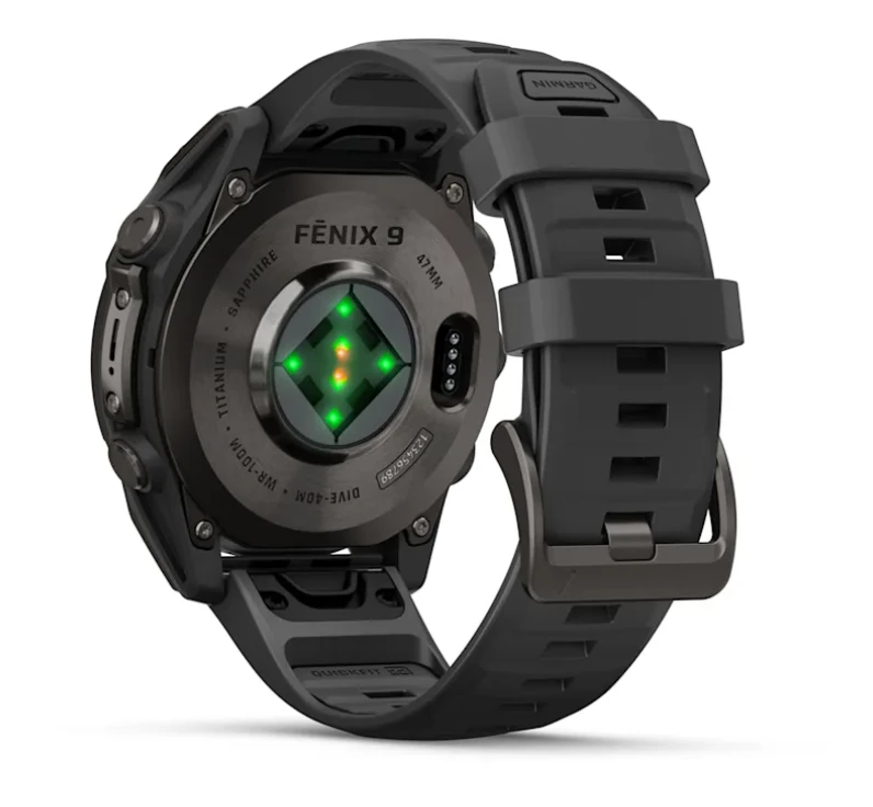Išmanusis laikrodis Garmin fēnix® 9 – 47mm, Tamsiai pilkas, DLC titanas, su juodu silikoniniu dirželiu | 010-04762-11
