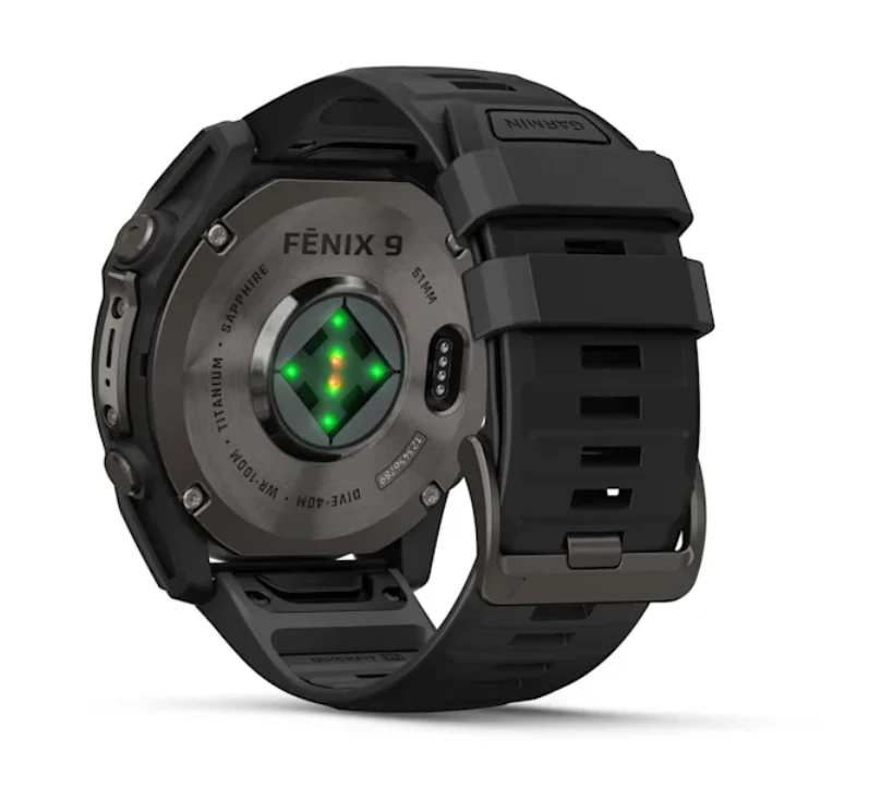 Išmanusis laikrodis Garmin fēnix® 9 – 51mm, Tamsiai pilkas, DLC titanas, su juodu silikoniniu dirželiu | 010-04763-11
