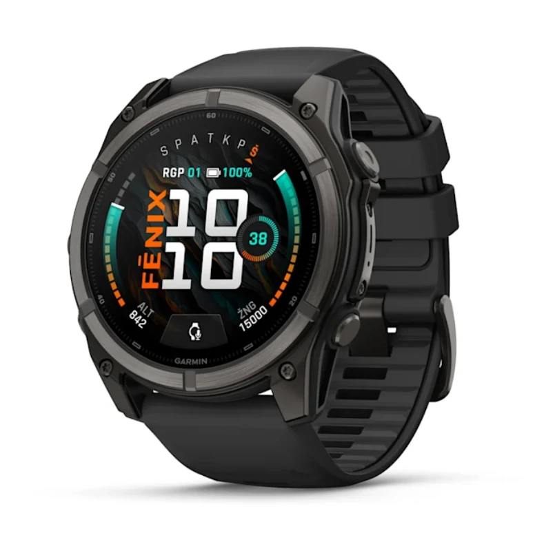 Išmanusis laikrodis Garmin fēnix® 9 – 51mm, Tamsiai pilkas, DLC titanas, su juodu silikoniniu dirželiu | 010-04763-11