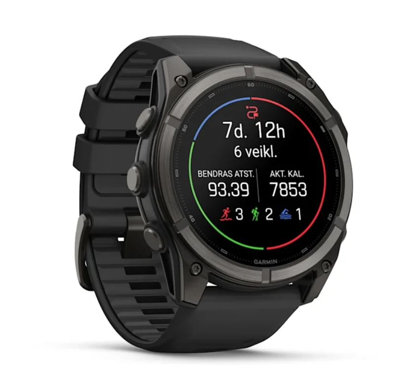 Išmanusis laikrodis Garmin fēnix® 9 – 51mm, Tamsiai pilkas, DLC titanas, su juodu silikoniniu dirželiu | 010-04763-11