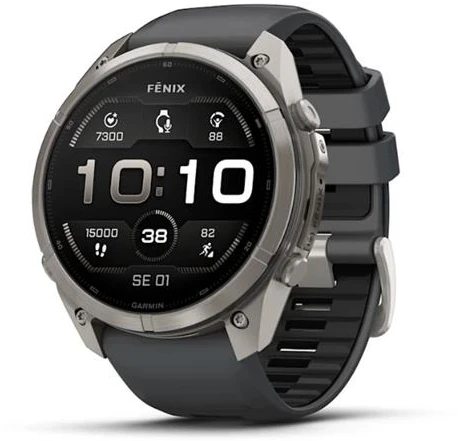 Išmanusis laikrodis Garmin fenix 9 Pro – 51mm, Titanium with Graphite/Juodas Silicone Band