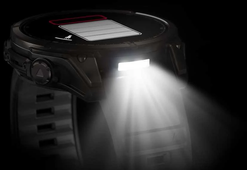 Išmanusis laikrodis Garmin Fenix 8 51 mm, Solar, Sapphire, Pilkos anglies spalvos DLC titanas su juodos / pilkos akmenukų spalvos silikoniniu dirželiu