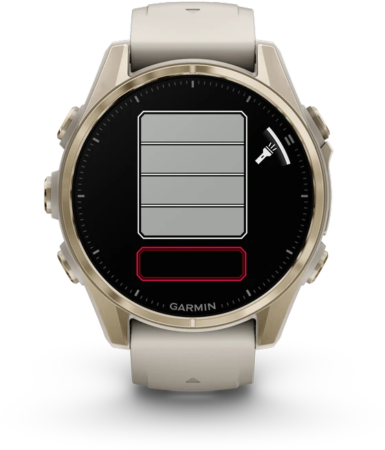 Išmanusis laikrodis Garmin Fenix 8 – 43 mm, AMOLED Sapphire, Šviesaus aukso ir rūko pilkos / tamsios smiltainio spalvos silikoninis dirželis