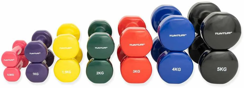 Viniliniai hanteliai TUNTURI 2x 0,5-5kg (Svoris: 2 x 0.5)