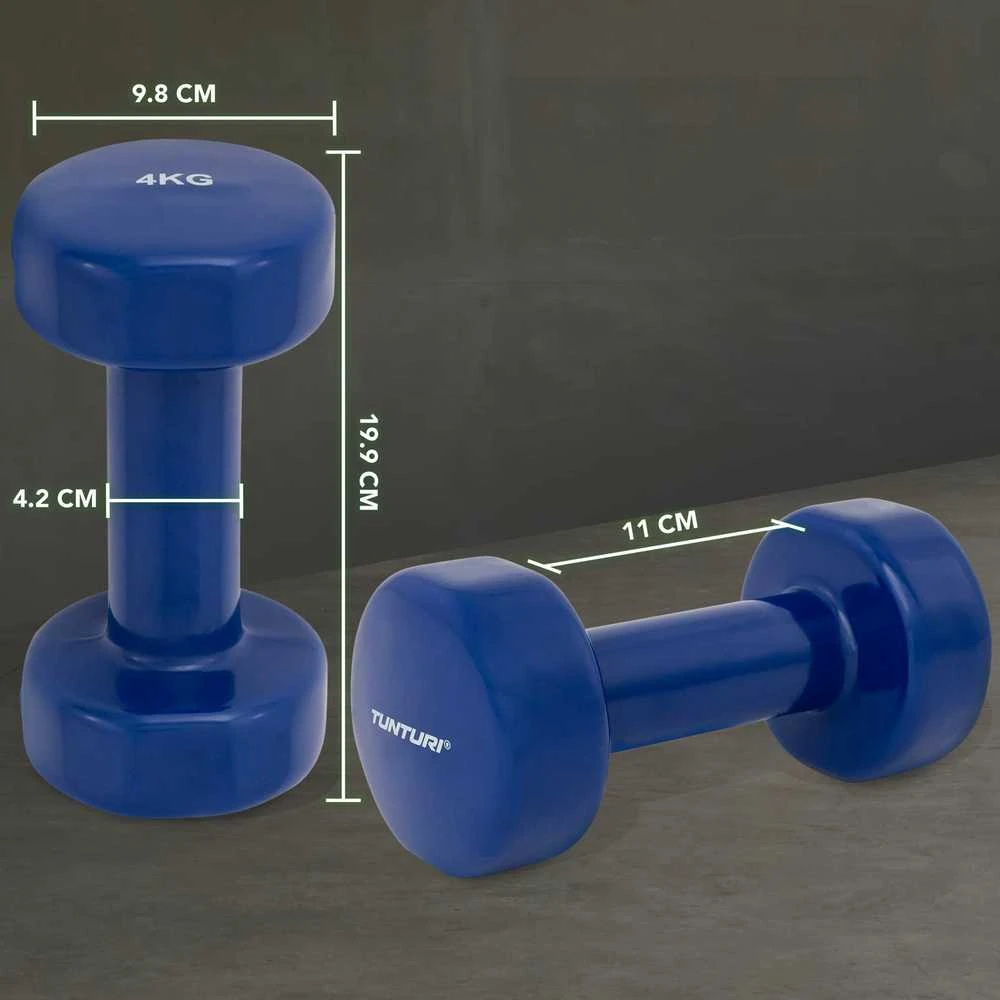 Viniliniai hanteliai TUNTURI 2x 0,5-5kg (Svoris: 2 x 4kg)