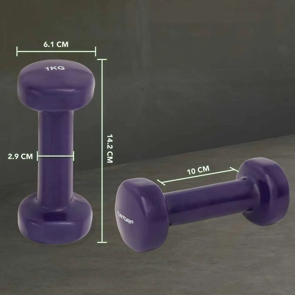 Viniliniai hanteliai TUNTURI 2x 0,5-5kg (Svoris: 2 x 1kg)