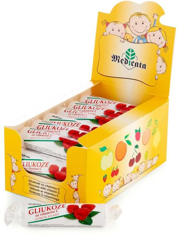 Gliukozė su vitaminu C, aviečių skonio, N21