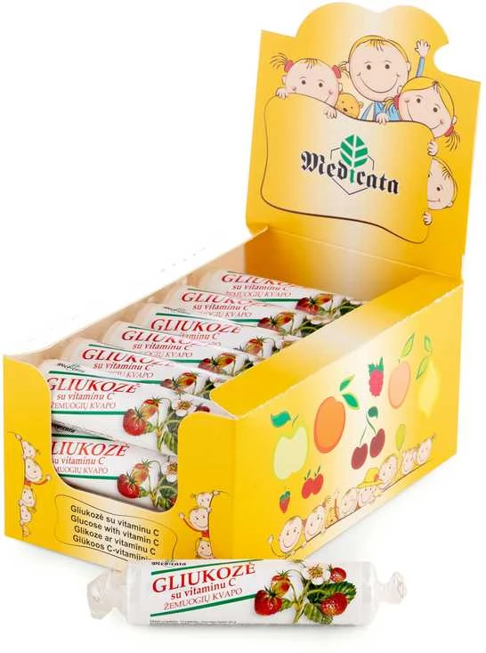 Gliukozė su vitaminu C, žemuogių skonio, N21