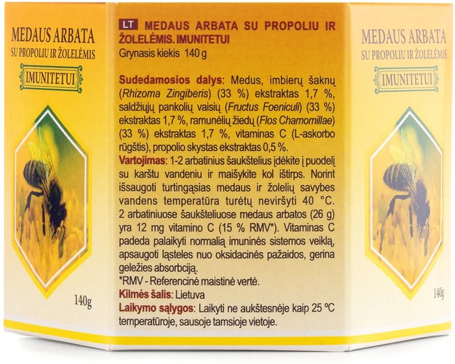 MEDAUS ARBATA „IMUNITETUI“, 140g, su propoliu ir žolelėmis